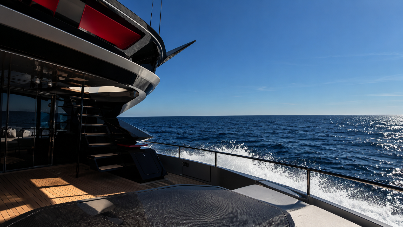 A private yacht deck overlooking open sea