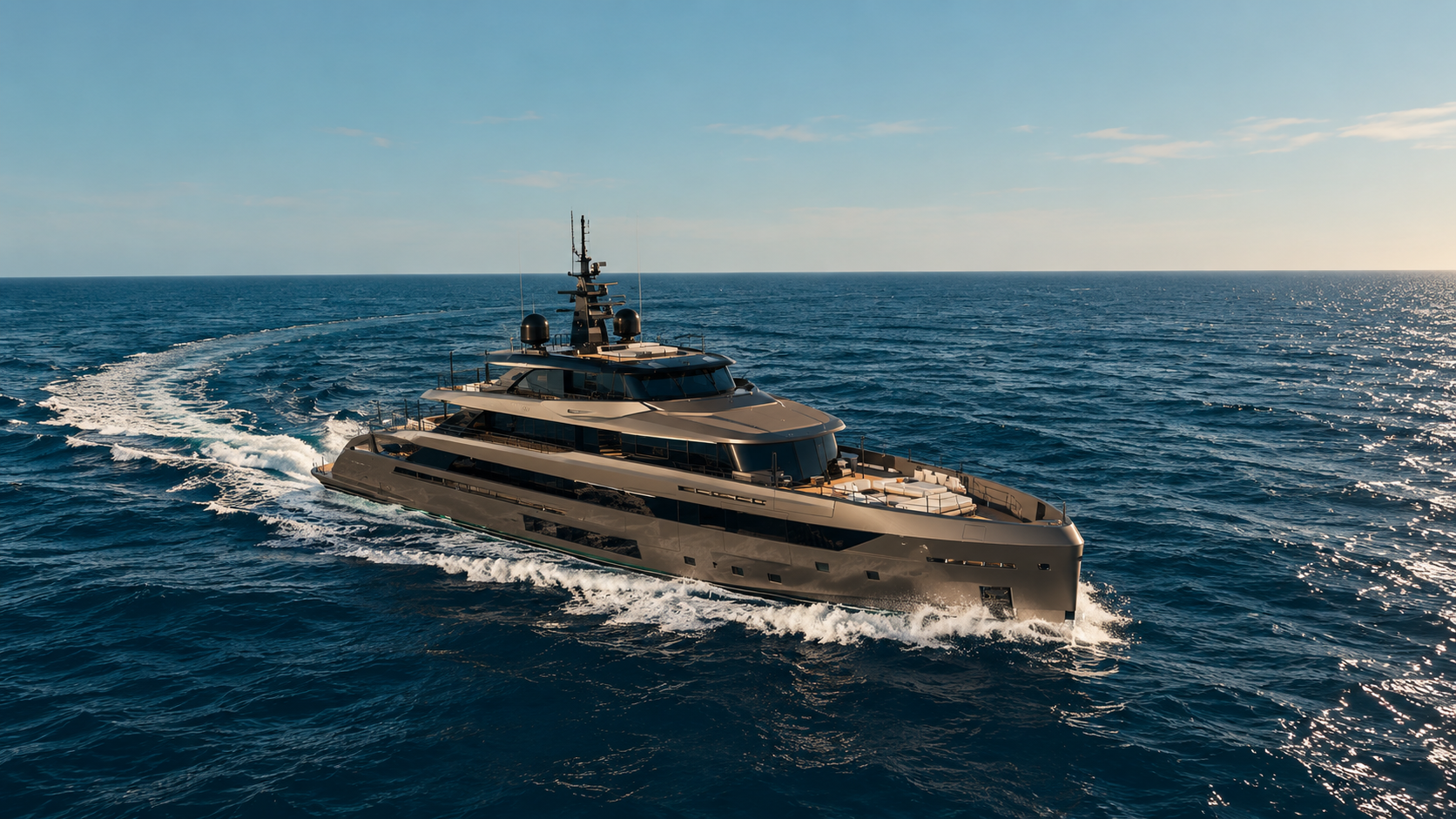 Superyacht crossing open water